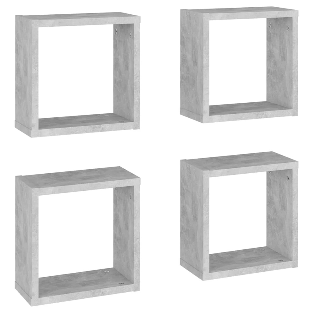 vidaXL Wall Cube Shelves 4 pcs Concrete Grey 30x15x30 cm