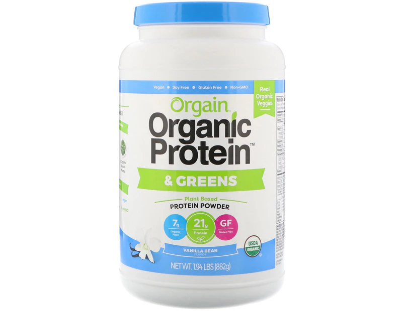 Orgain, Organic Protein & Greens Protein Powder, Plant Based, Vanilla Bean, 1.94 lbs (882 g)