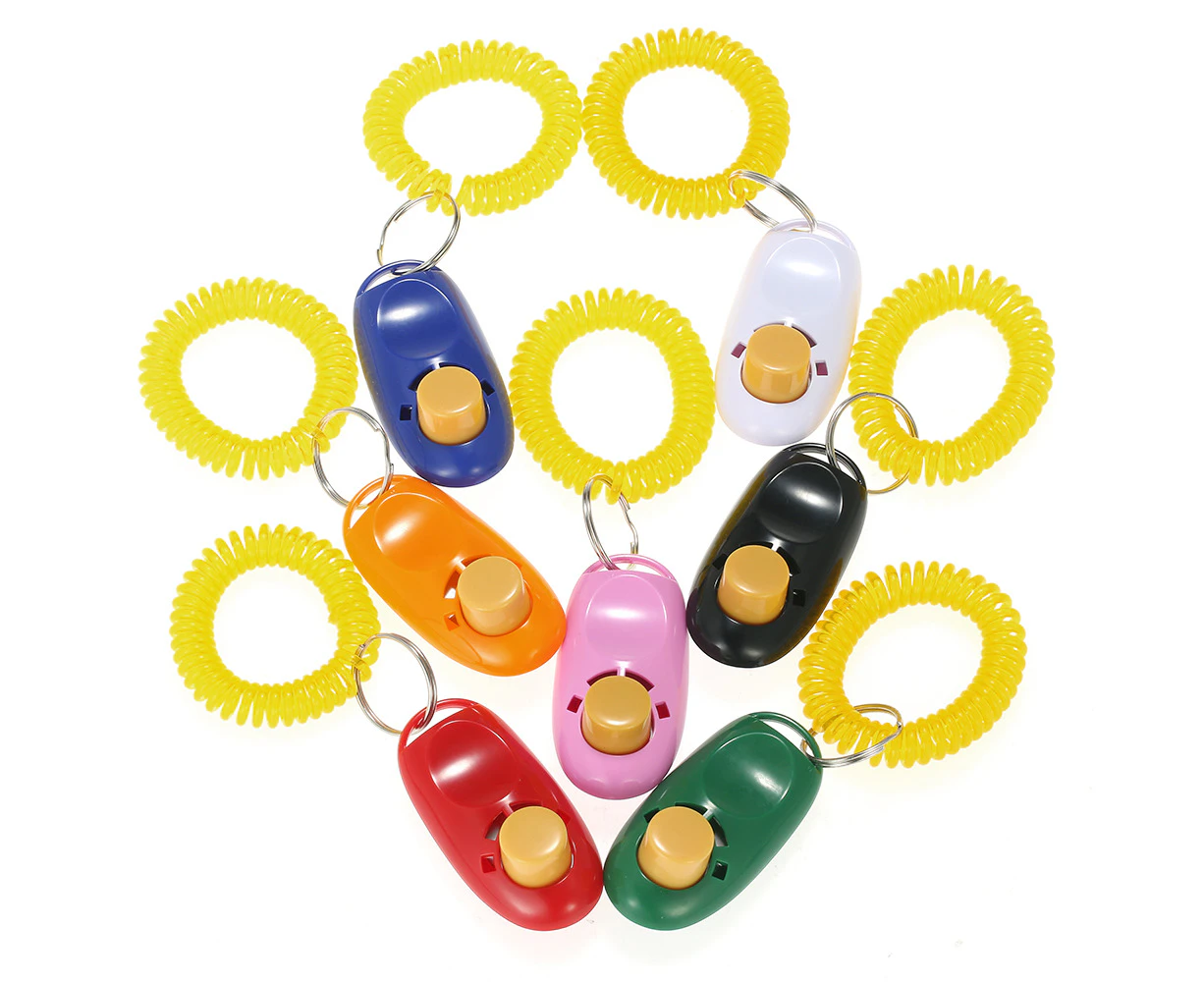 New 7 Pack Pet Dog Training Clicker Trainer Aid Wrist Clicker Tool for Dog with Wrist Strap