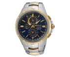 Seiko Coutura Perpetual Solar Blue Face Men's Watch Stainless Steel Solar Movement Silver Watch Colour 4954628237811