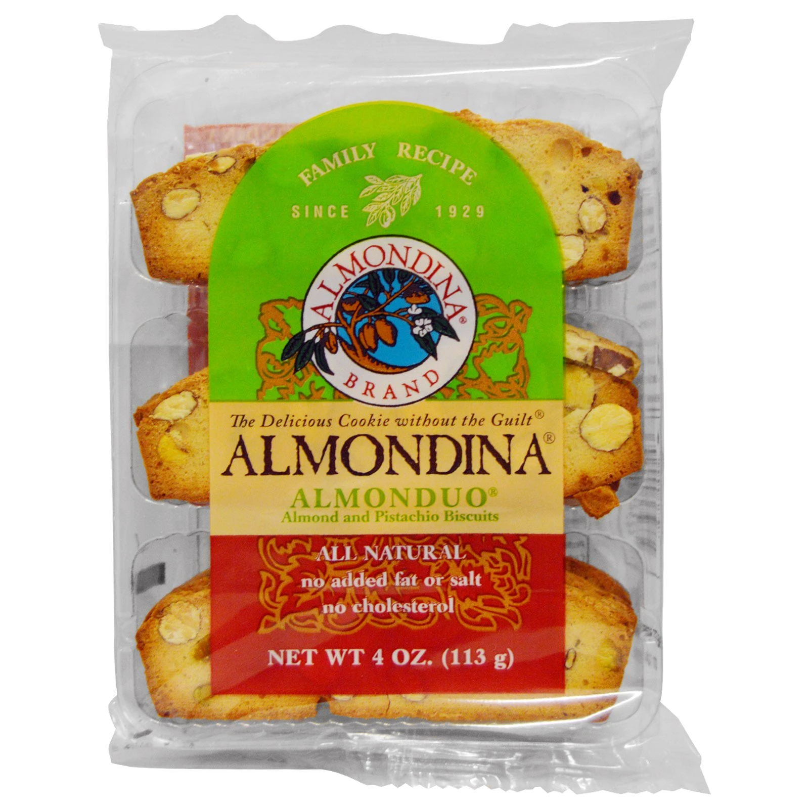 Almondina, Almonduo, Almond and Pistachio Biscuits, 4 oz (113 g)