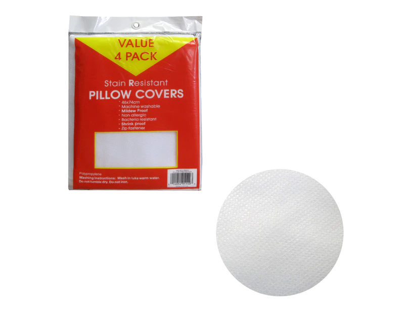 Pack of 4 Stain Resistant Pillow Protectors 46 x 74 cm