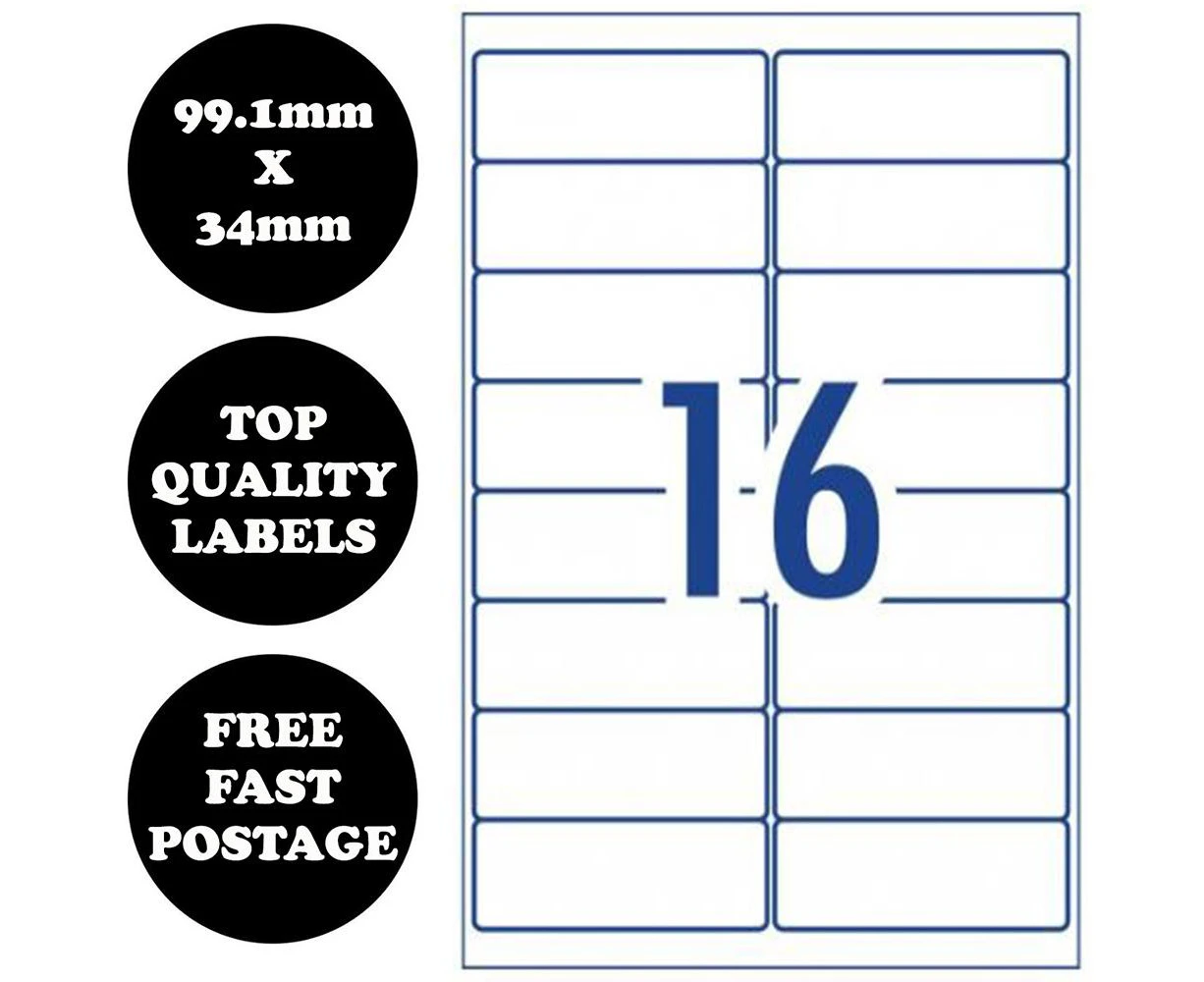 A4 Self Adhesive Address Labels Laser Inkjet Print Mailing Sticker [16 Per Page]