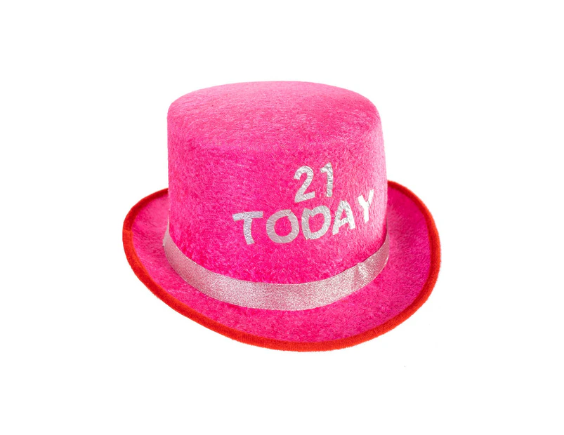 21st Birthday Pink Top Hat Costume Accessory -