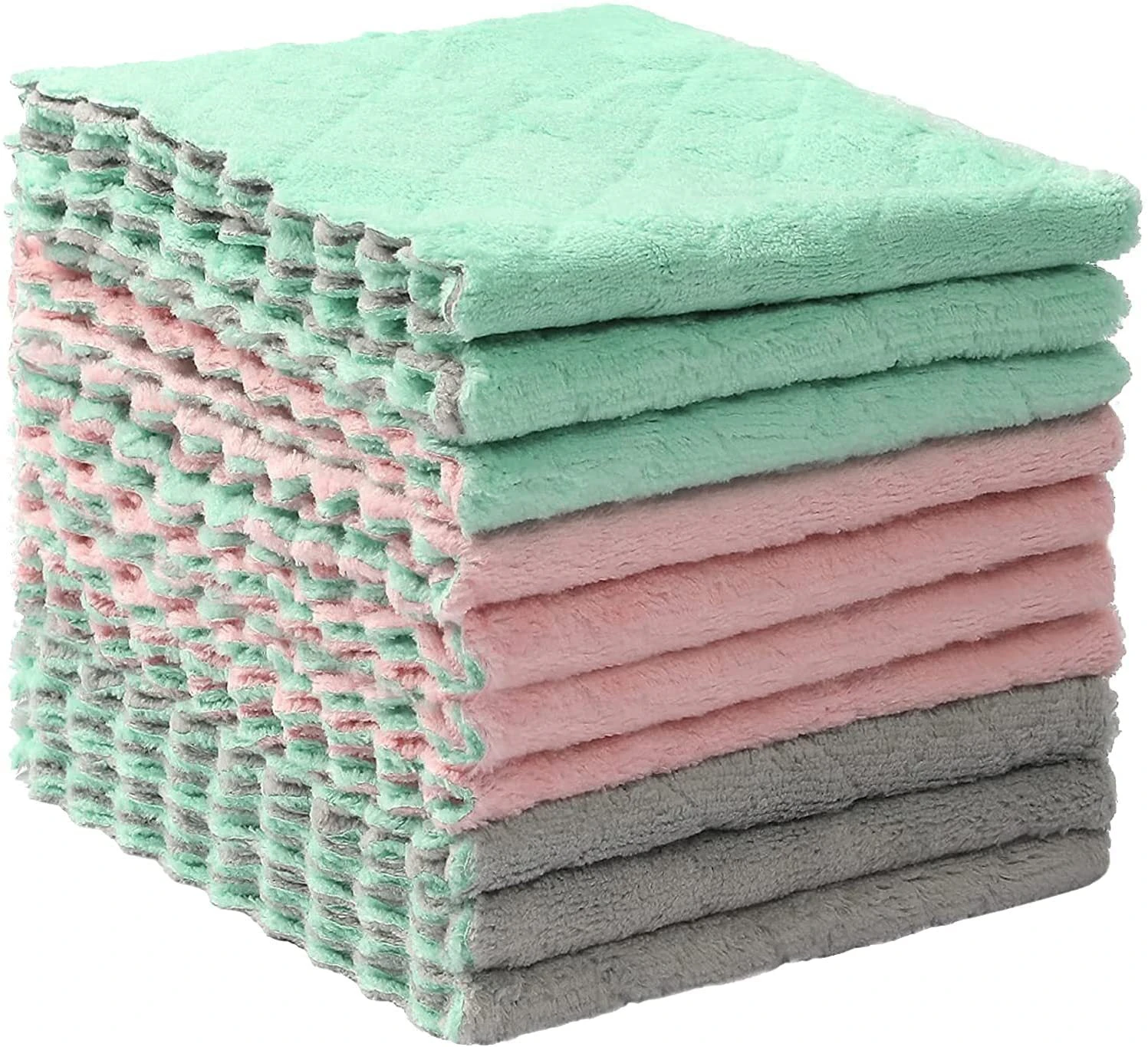 10 Pack Kitchen Dishcloths Super Absorbent Coral Velvet, 25CM Lint-Free No Odor Microfiber