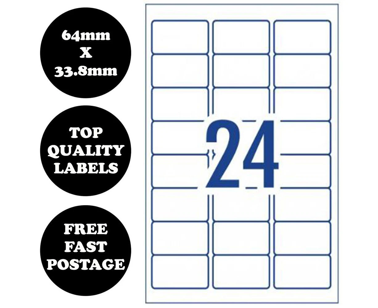 A4 Self Adhesive Address Labels Laser Inkjet Print Mailing Sticker [24 Per Page]