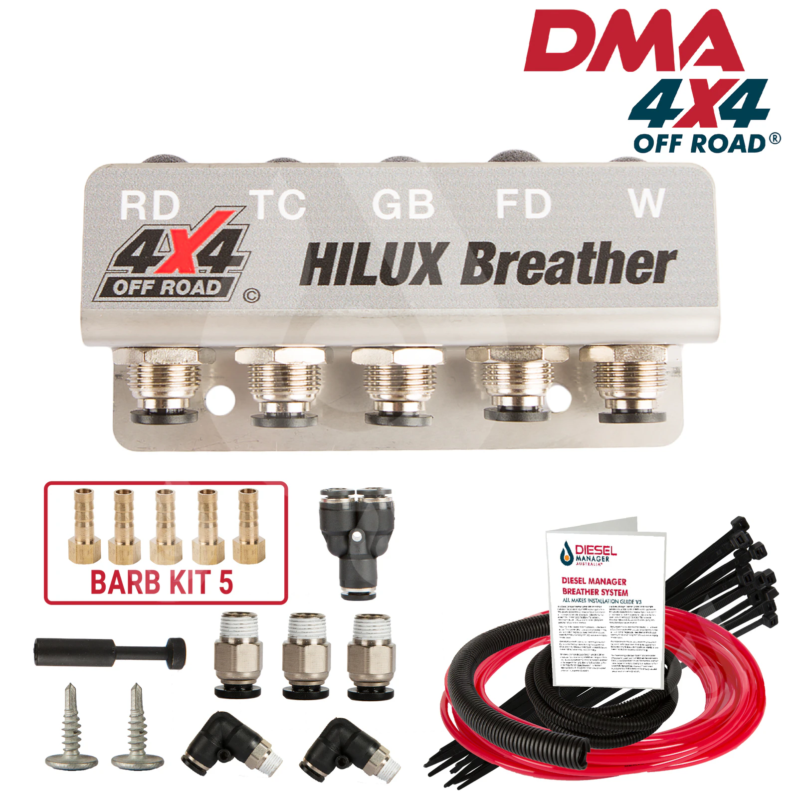 DMA Diff Breather Kit 5 Port for Toyota Hilux N70 Kun26R Kun26 Breather System