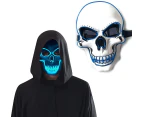 Halloween Mask, LED Glowing Horror White Skull Mask,Grim Reaper Mask