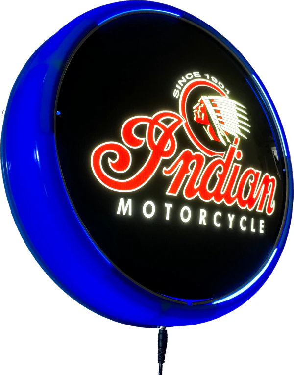 Indian Motorcycle LED Bar Lighting Wall Sign Light Button LIGHT BLUE