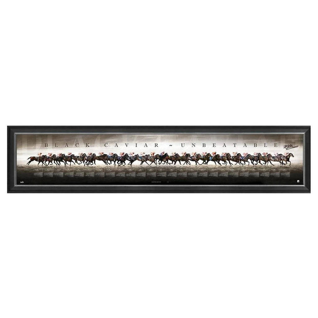 Horse Racing - Black Caviar Signed Peter Moody "Unbeatable" Official Bc Print Framed