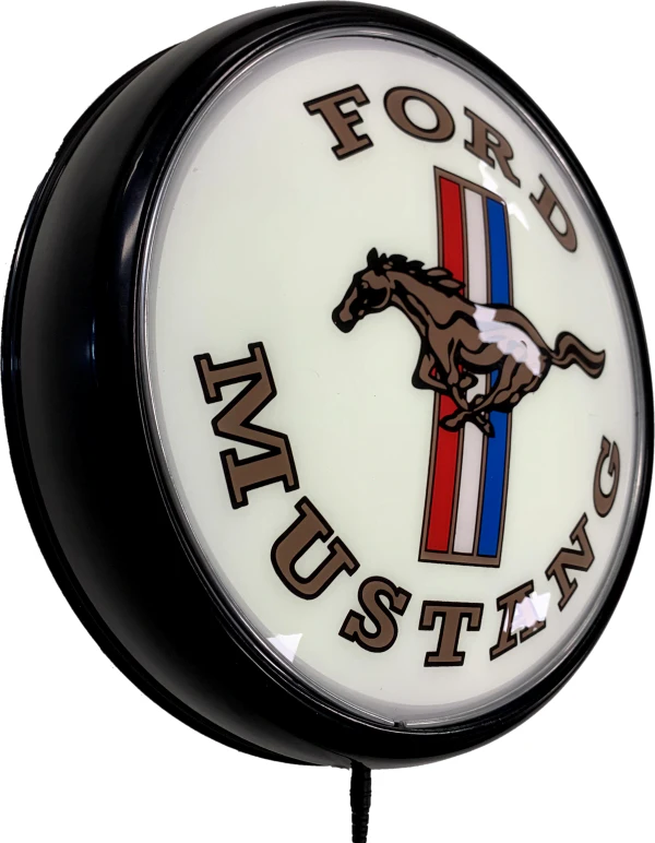 Ford Mustang Pony Badge Bar Lighting Wall Sign Light Button Black