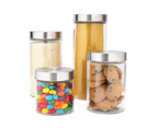 12 x GLASS JARS METAL LIDS 1250mL | Kitchen Storage Canisters Containers  Pantry Food Storage Container Glass Storage Jars with Screw Top Lid