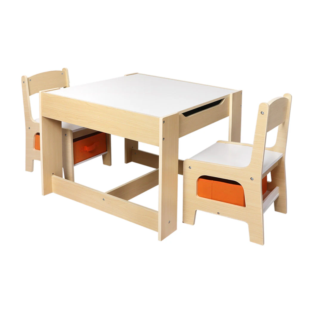 BoPeep Kids Table and Chairs Set Storage Box Toys Play Desk Wooden Study.