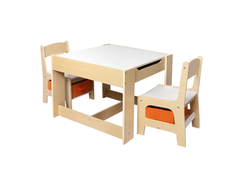 BoPeep Kids Table and Chairs Set Storage Box Toys Play Desk Wooden Study.