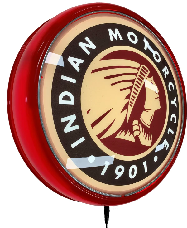 Indian Motorcycle 1901 LED Bar Lighting Wall Sign Light Button RED