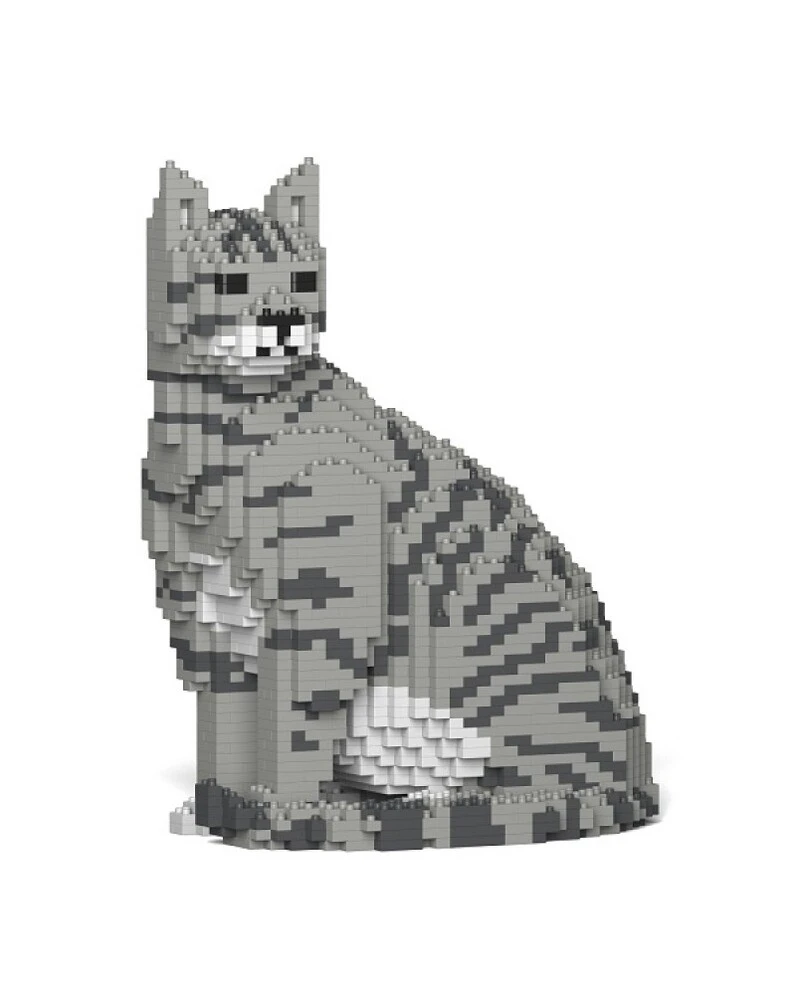 Jekca Animals - Tabby Cat Grey Sitting 27cm