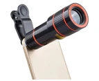Hd 12X Optical Zoom Camera Telescope Lens With Clip For Iphone / Phone Univers Black