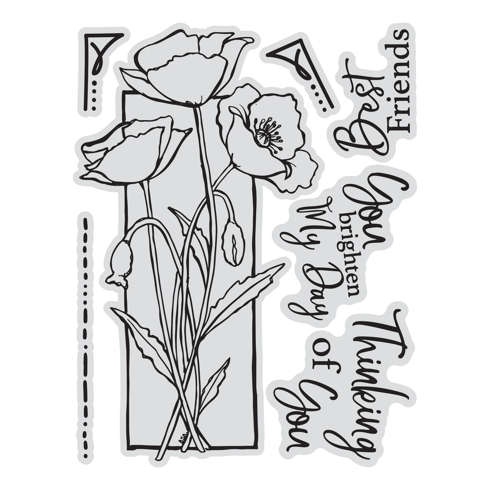 Couture Creations Framed Poppies Stamp & Colour Outline Stamps