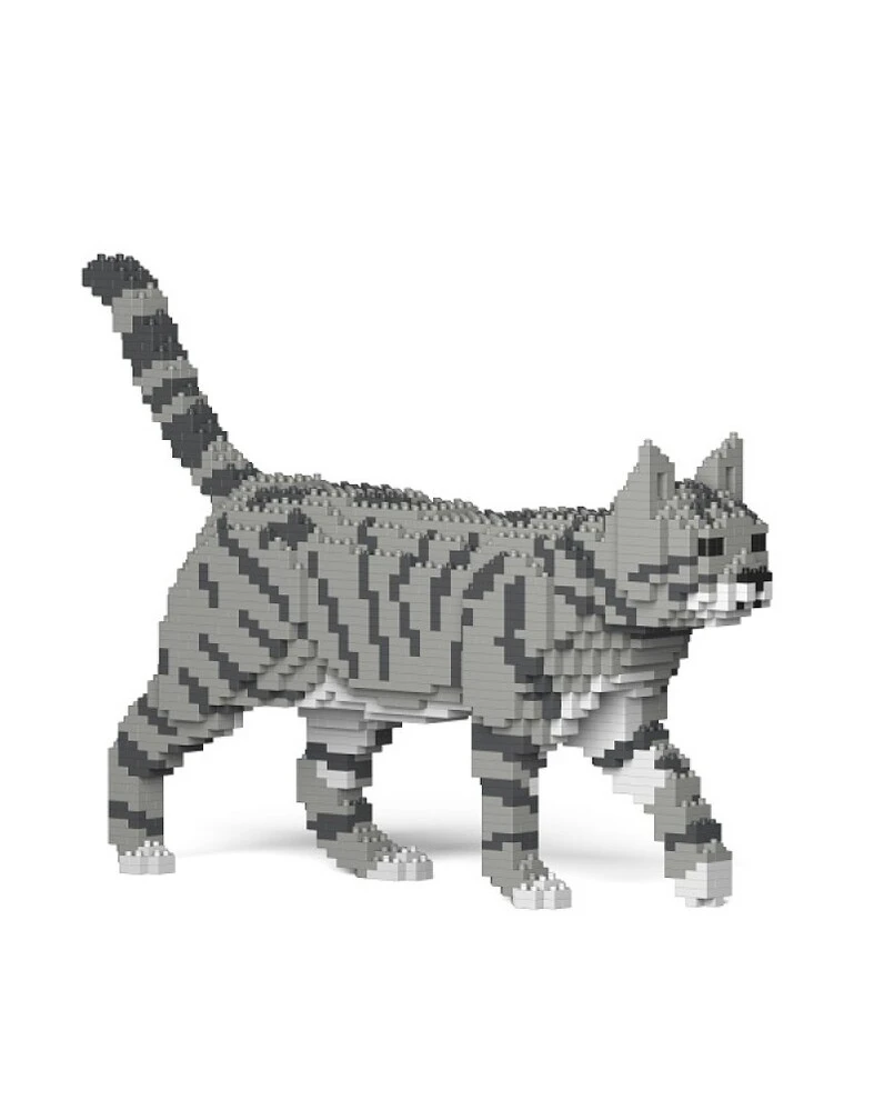 Jekca Animals - Tabby Cat Grey Walking 28cm