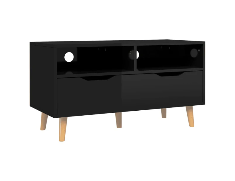 vidaXL TV Cabinet High Gloss Black 90x40x48.5 cm Engineered Wood