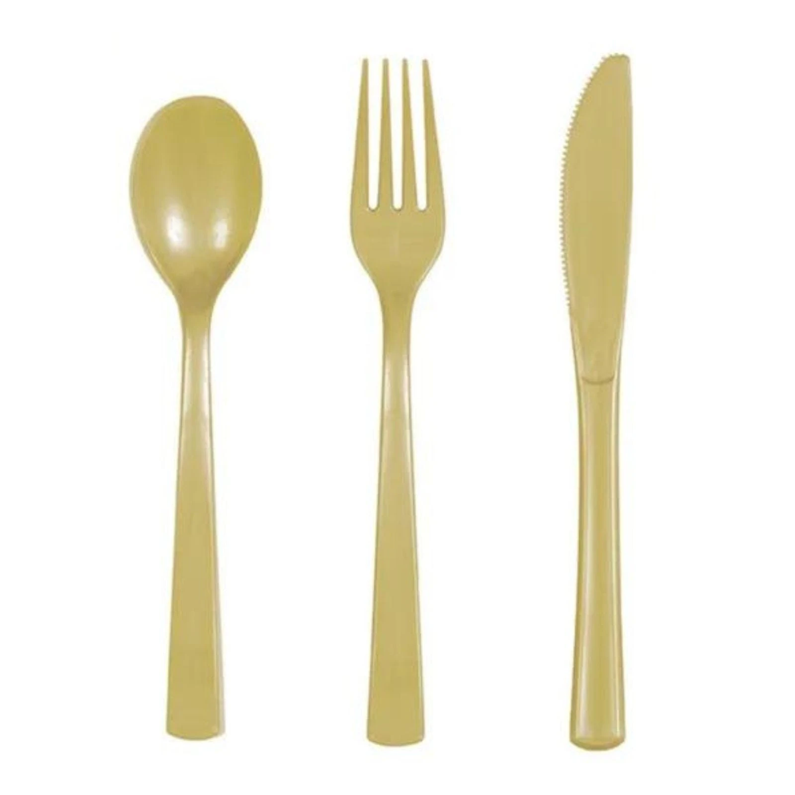 Gold Reusable Plastic Cutlery (Pack of 18)