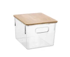 Medium Kitchen Storage Bin with Bamboo Lid [12 Pack] Food Storage Container Box