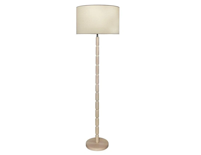 Emma Floor Lamp 1Lt in Oak With Off-White Shade