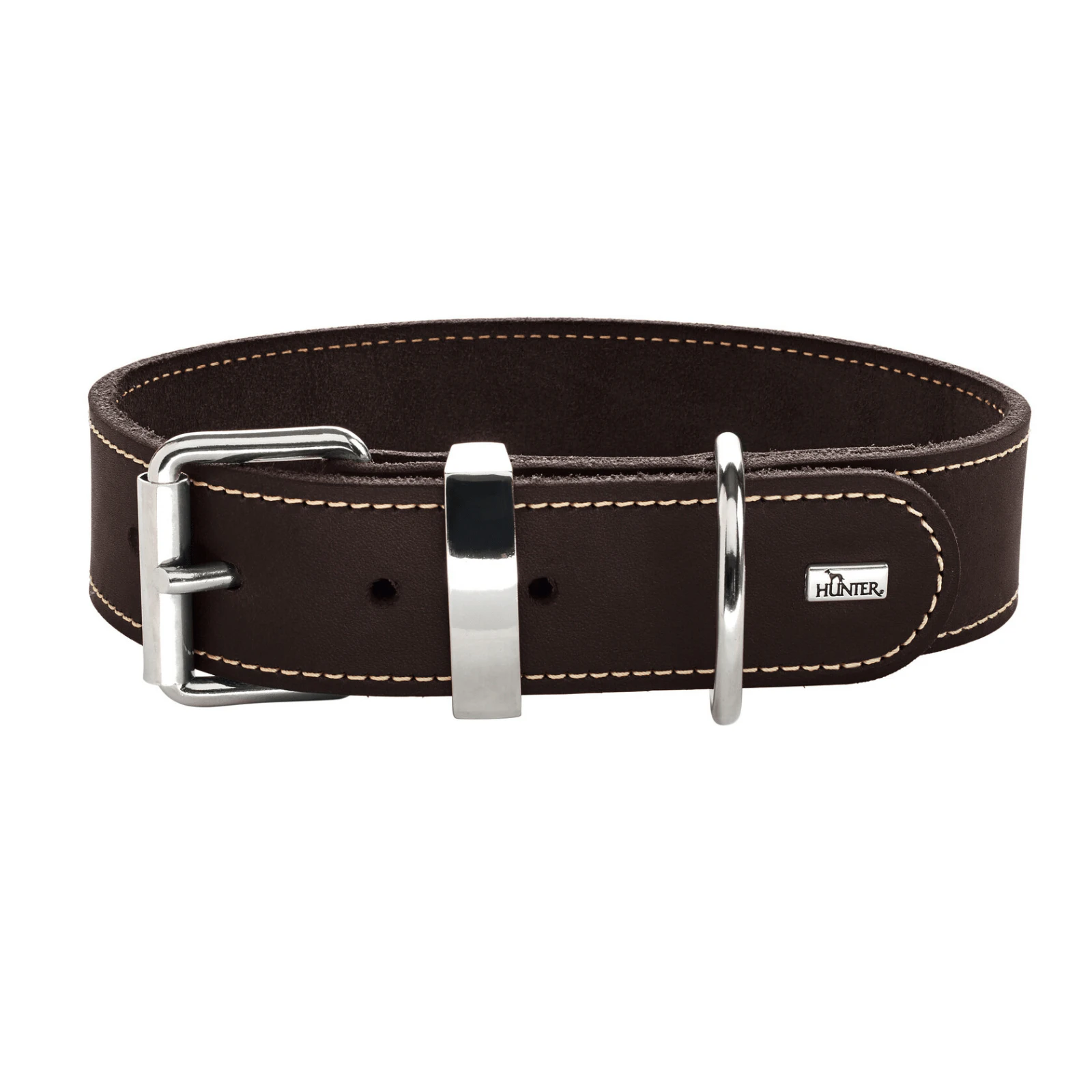 Hunter Aalborg Special Leather Dog Collar, Dark Brown