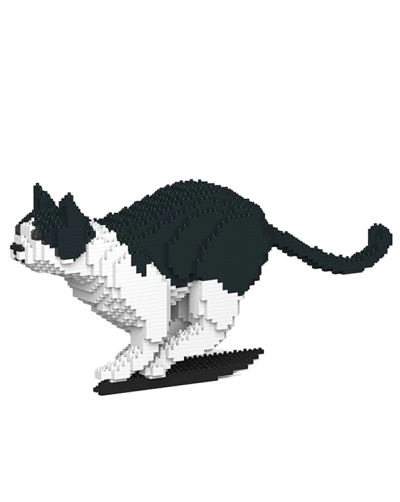 Jekca Animals - Black & White Cat Running 21cm