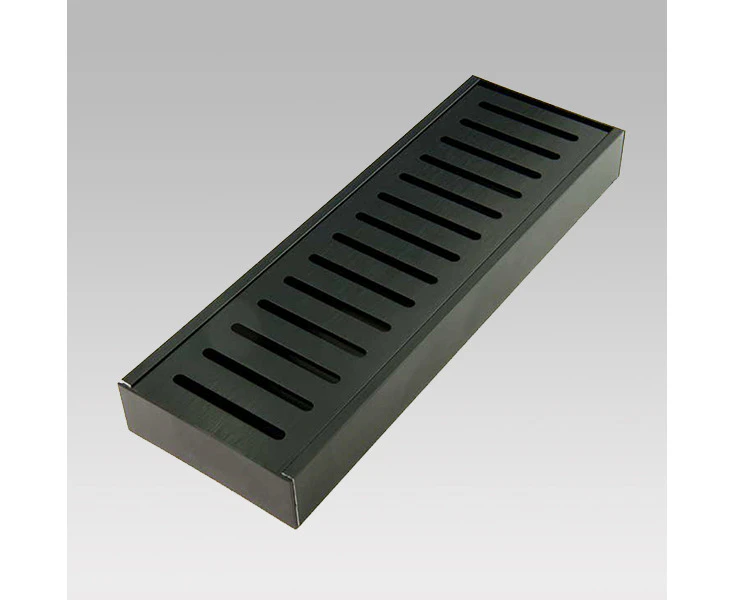 Lauxes 'Celleni' Aluminium Midnight Floor Grate Black 100*70*23mm(Maximum Length 5600mm,50mm Waste)