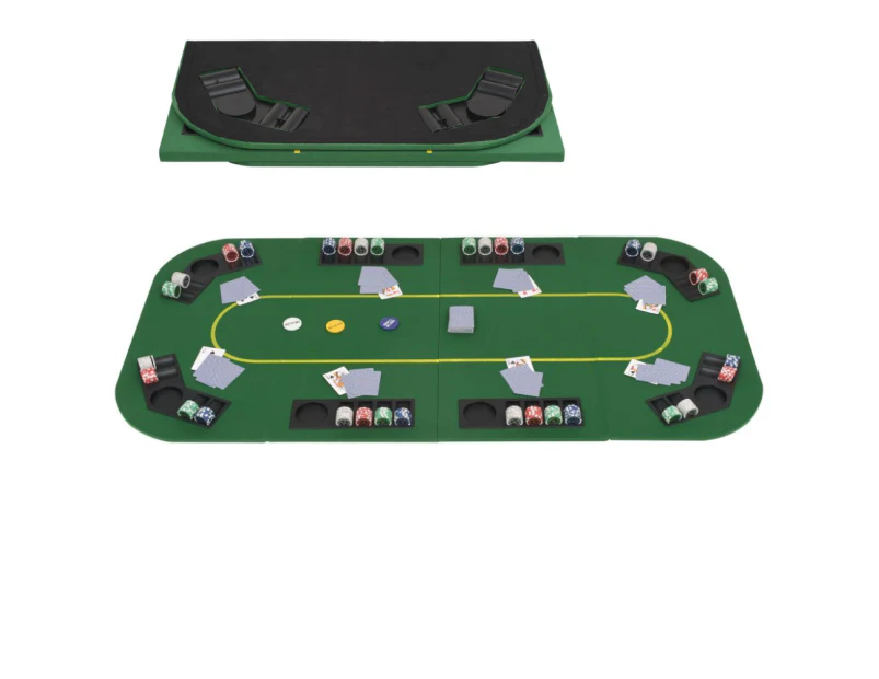 Foldable Casino Card Poker Games Tabletop Mat w Cup Holders For 8 Players