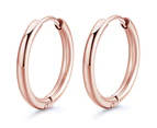 2pcs 10/20mm Silver Black Rose Gold Surgical Steel Sleeper Hoop Earrings Men Women Unisex - Rose Gold