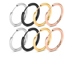 2pcs 10/20mm Silver Black Rose Gold Surgical Steel Sleeper Hoop Earrings Men Women Unisex - Rose Gold