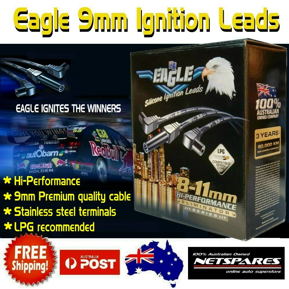 Eagle 9mm Ignition Spark Plug Leads Ford Falcon EB-EL Fairlane V8 [Colour: Red]