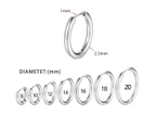 2pcs 10/20mm Silver Black Rose Gold Surgical Steel Sleeper Hoop Earrings Men Women Unisex - Rose Gold