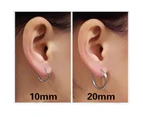 2pcs 10/20mm Silver Black Rose Gold Surgical Steel Sleeper Hoop Earrings Men Women Unisex - Rose Gold