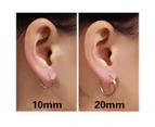 2pcs 10/20mm Silver Black Rose Gold Surgical Steel Sleeper Hoop Earrings Men Women Unisex - Rose Gold