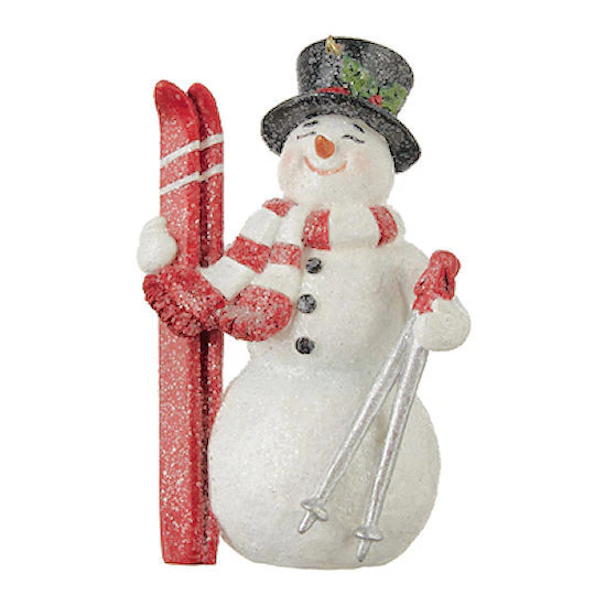 Raz Snowed In Snowman With Skis 12.5cm