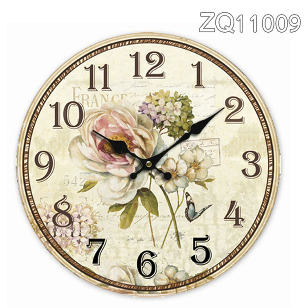 34cm Rustic Vintage Wall Clock Coloured Stylish Design Art Sculpture MDF Boards - ZQ11009