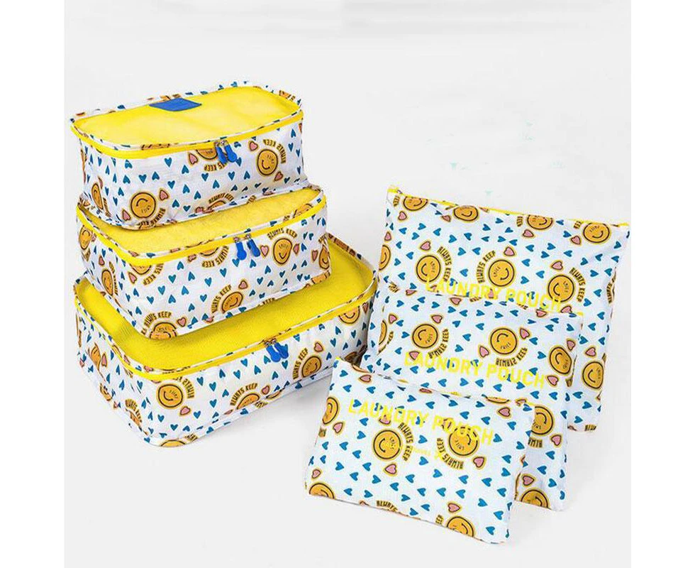 Waterproof Travel Storage Bag - White Yellow , 6 Set