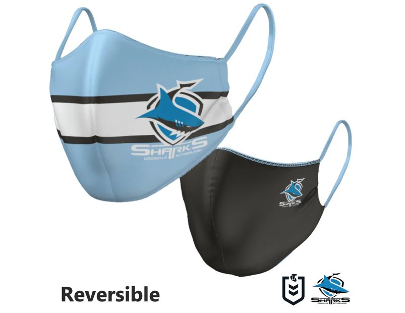 Cronulla Sharks NRL Large Adult Reversible Washable Face Mask