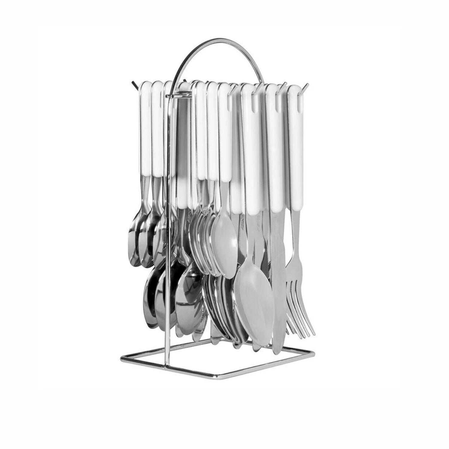 Hanging Cutlery Set Stainless Steel Rack - 24pcs