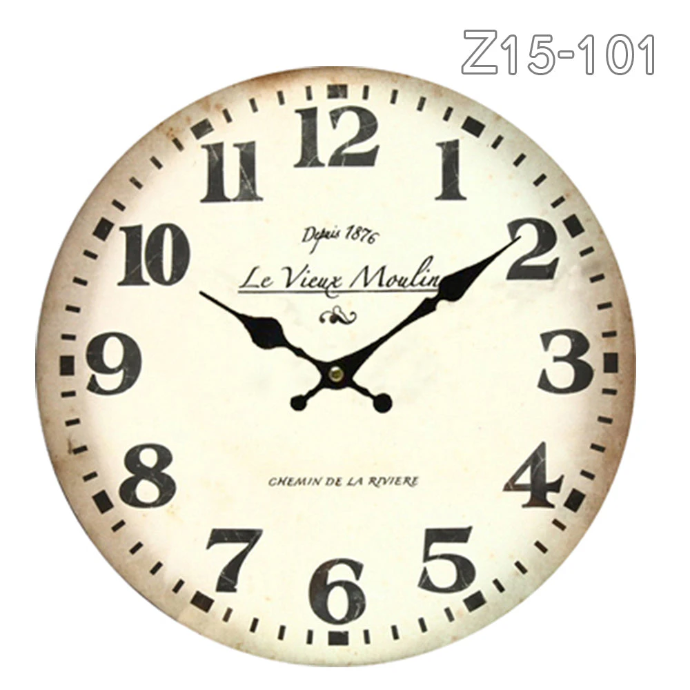 34cm Rustic Vintage Wall Clock Coloured Stylish Design Art Sculpture MDF Boards - Z15-101