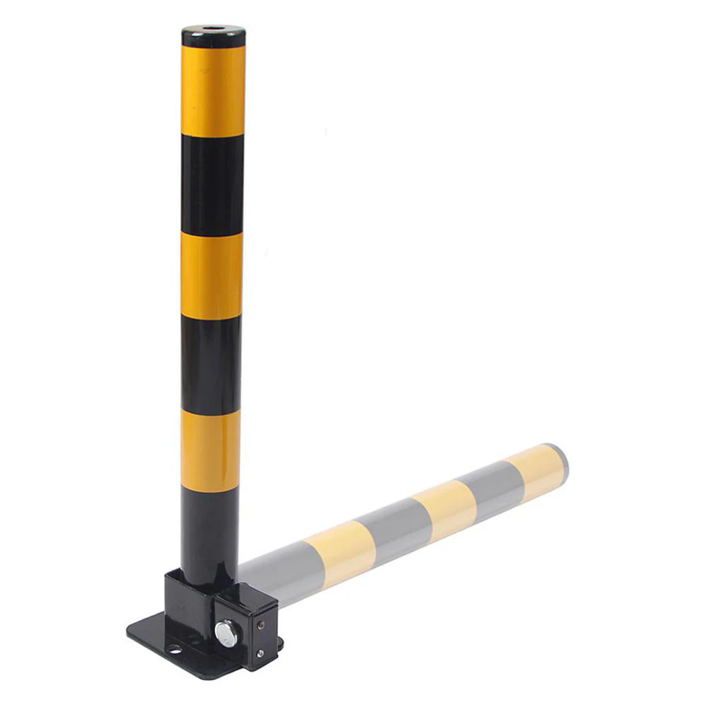 Car Parking Lock Safety Bollard Locker Barrier Fold Down Vehicle Security Black and Red - Black