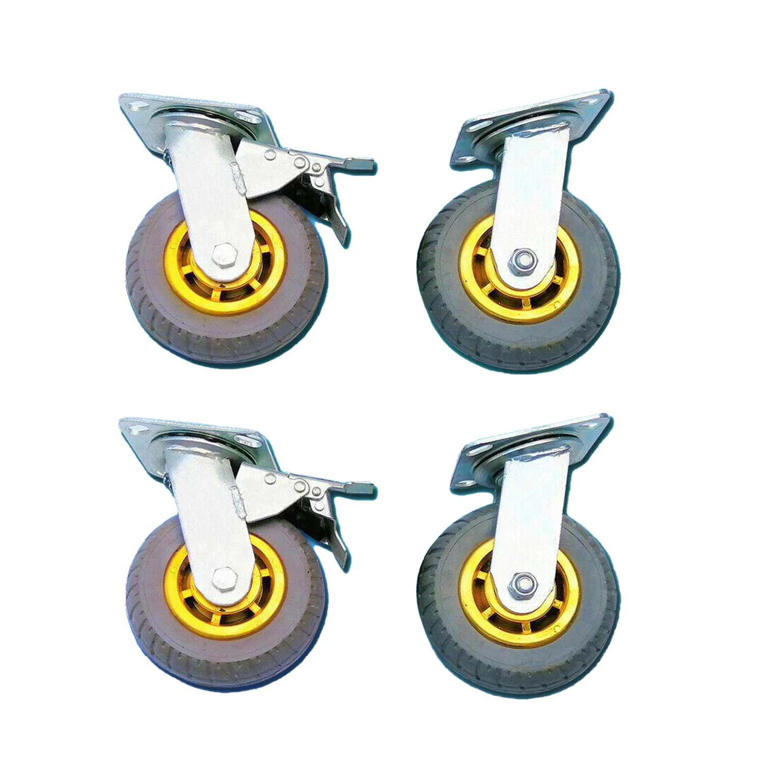 4PCS 150mm 1000KG with Brakes Heavy Duty Swivel Caster Wheels Castor