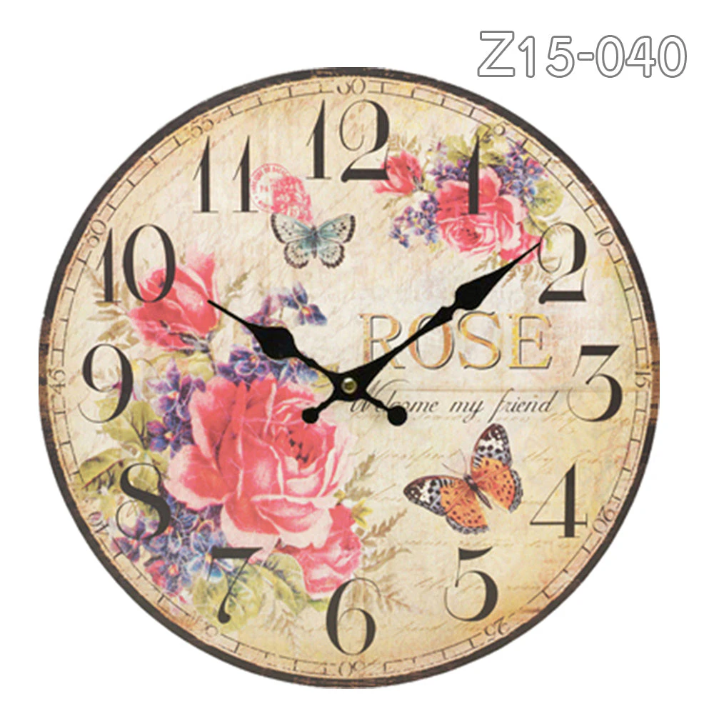 34cm Rustic Vintage Wall Clock Coloured Stylish Design Art Sculpture MDF Boards - Z15-040