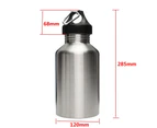 2L Large Cycling Sports Hiking Camping Climbing Stainless Steel Water Drink Bottle + Carrier Bag Holder