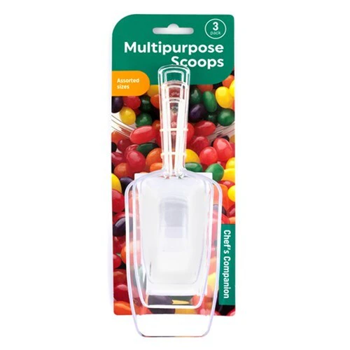 Multipurpose Plastic Scoops Assorted Sizes - 3 Pack