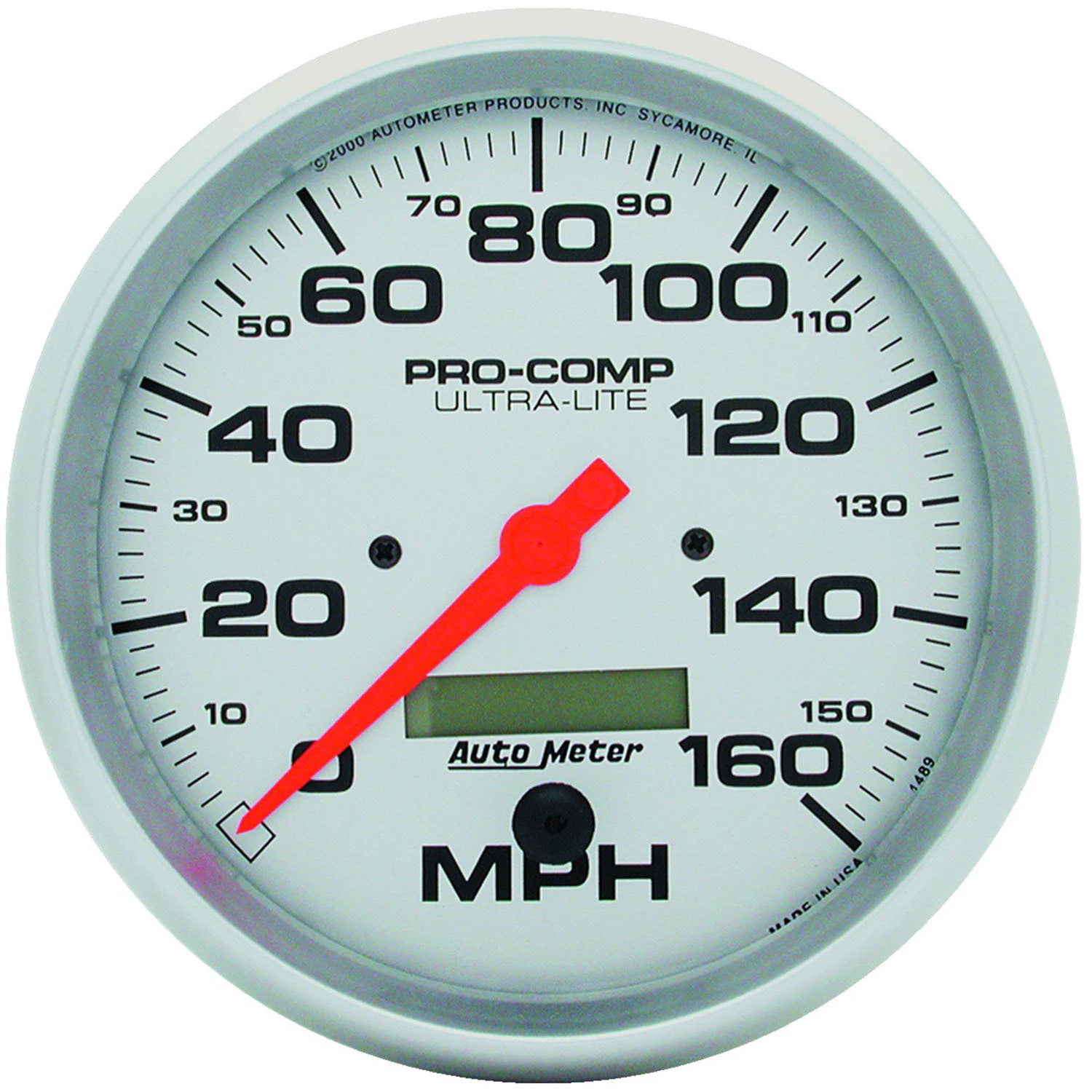 Autometer Gauge, Ultra-Lite, Speedometer, 5 in, 160mph, Electric Programmable w/ LCD Odometer, Analog, Each