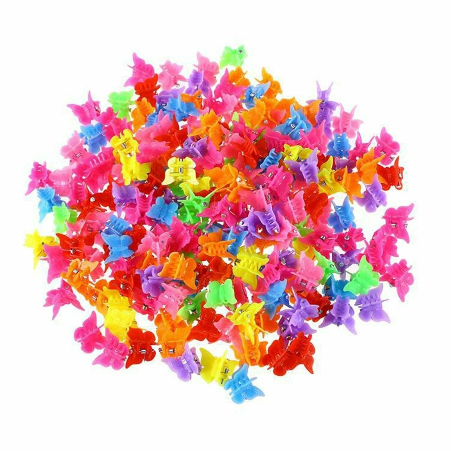 Butterfly Mini Hair Clips Mixed Colours - 100pcs